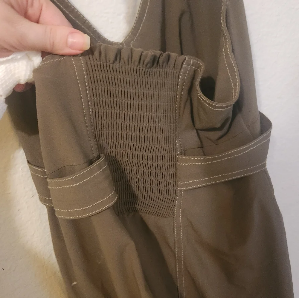 Athleta Olive Green Halter Dress | Athletic Swim Material | Size Small (4-6) - Picture 3 of 6